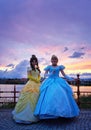 Castle bridge Schwerin with Anna and Elsa from the movie The Ice Princess Royalty Free Stock Photo