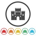 Castle Building Architecture Company Logo Vector Icon Set Royalty Free Stock Photo