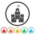 Castle Building Architecture Company Logo Vector Icon Set Royalty Free Stock Photo