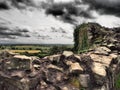 The castle is built on Beeston Crag which is in the southerly part of the Mid Cheshire Ridge Royalty Free Stock Photo