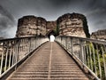 The castle is built on Beeston Crag which is in the southerly part of the Mid Cheshire Ridge Royalty Free Stock Photo