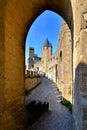 Castle of Carcassonne through an arch, France Royalty Free Stock Photo