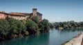 Castle of Cassano D`Adda, Italy, at the foot of the river Royalty Free Stock Photo