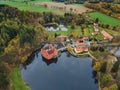 Castle Cervena Lhota in Czech Republic - aerial view Royalty Free Stock Photo