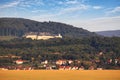 Castle Cerveny kamen and village Casta, Slovakia Royalty Free Stock Photo