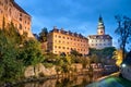 Castle of Cesky Krumlov by night, Bohemia Royalty Free Stock Photo