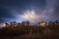 Castle chapel and the ruins of the castle in Zawieprzyce Royalty Free Stock Photo