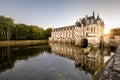 Castle Chateau de Chenonceau at sunset, France Royalty Free Stock Photo