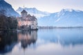 Castle chillon and lake geneva