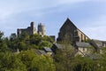 Castle and Church of Najac, Aveyron, France, Royalty Free Stock Photo