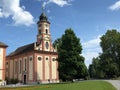 Castle church St. Marien or Schlosskirche St. Marien Flower Island Mainau on the Lake Constance or Die Blumeninsel im Bodensee Royalty Free Stock Photo