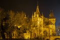 Castle in the City Park of Budapest by the night lights- Budapest Royalty Free Stock Photo