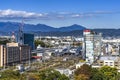 Castle City View Train Station Buildings Mountains Odawara Kanagawa Japan