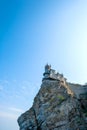 Castle on the cliff in sunny day with blue sky