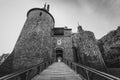 Castle Coch in Cardiff UK, in black and white Royalty Free Stock Photo