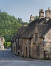 Typical and picturesque English countryside cottages in Castle Combe Village, Cotswolds, Wiltshire, England - UK Royalty Free Stock Photo