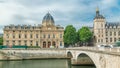 Castle Conciergerie and Commercial Court of Paris timelapse - former royal palace and prison. Paris, France. Royalty Free Stock Photo