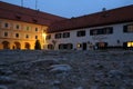 Castle courtyard of historic fortification Wulzburg at night