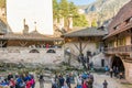 Castle d`Enna Schloss Enn in german language: panoramic view of the impressive castle localed on a hill above Montagna in South