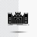 Castle, defense, fort, fortress, landmark Glyph Icon on Transparent Background. Black Icon