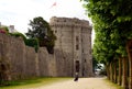 Castle of Dinan with beautiful trees in forefront, Brittany, France Royalty Free Stock Photo