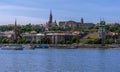 The Castle District and waterfront viewed from the east bank of the River Danube in Budapest Royalty Free Stock Photo