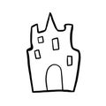 The castle in doodle and line art. For clip art, seamless patterns, postcards and other comercial usage