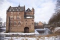 Castle doorwerth in the netherlands in winter on sunny day Royalty Free Stock Photo