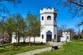 This castle encloses the Connie Gretz Secret Garden at Sailor`s Snug Harbor in Staten Island, NYC Royalty Free Stock Photo