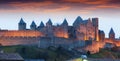 Castle in evening time. Carcassonne Royalty Free Stock Photo