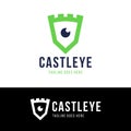 Castle, Eye and shield monitoring logo icon. Security, protection, guard, vision, defense, video monitoring symbol. Vector