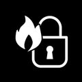 Castle, fire line icon. vector illustration isolated on black. outline style design, designed for web and app. Eps 10