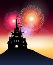 Castle with fire works