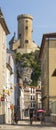 Castle of Foix and typical street on a sunny day, City of Foix