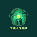 Castle forest logo with flat design