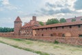 Castle fortifications of the Teutonic Order in Malbork. Malbork Castle is the largest castle in the world measured by land area Royalty Free Stock Photo