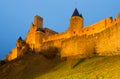 Castle and fortified city in evening time. Carcassonne Royalty Free Stock Photo