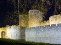 Castle and fortified city in night. Carcassonne Royalty Free Stock Photo