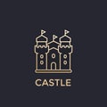 Castle, fortress vector icon, gold, linear style