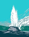 Castle Geyser a Cone Geyser Located in the Upper Geyser Basin in Yellowstone National Park Teton County Wyoming USA WPA Poster Art