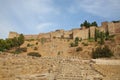Castle of Gibralfaro with the roman theatre in the foreground, Malaga, Andalusia, Southern Spain Royalty Free Stock Photo