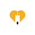 Castle heart shape concept logo design