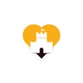 Castle heart shape concept logo design concept