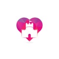 Castle heart shape concept logo design concept