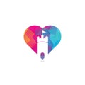 Castle heart shape concept logo design