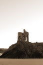 Castle on a high cliff in sepia