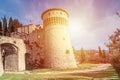Castle on the hill Cidneo in city of Brescia, Italy