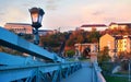 The Castle Hill Funicular and Clark`s Tunnel from the Chain Bridge, Budapest, Hungary Royalty Free Stock Photo