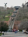 The Castle Hill Funicular railway opened in 1870. Budapest, Hungary, February 27, 2024. Royalty Free Stock Photo