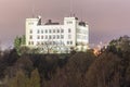 Castle on the hill, iconic building, huge white walls, historical building